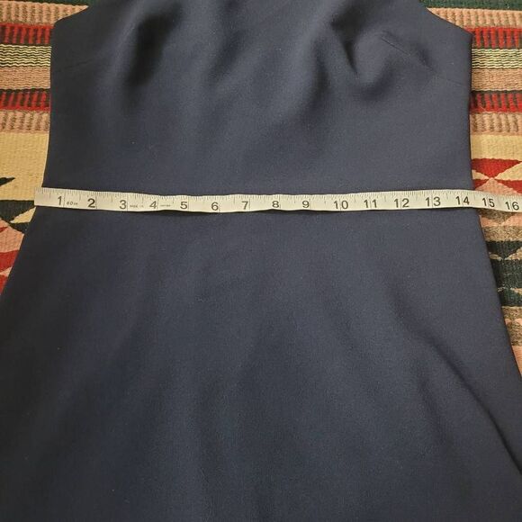 BHLDN Klara Crepe Maxi Dress Gown Sz 6 Navy Blue Halter Crisscross Bridesmaid - Picture 9 of 13